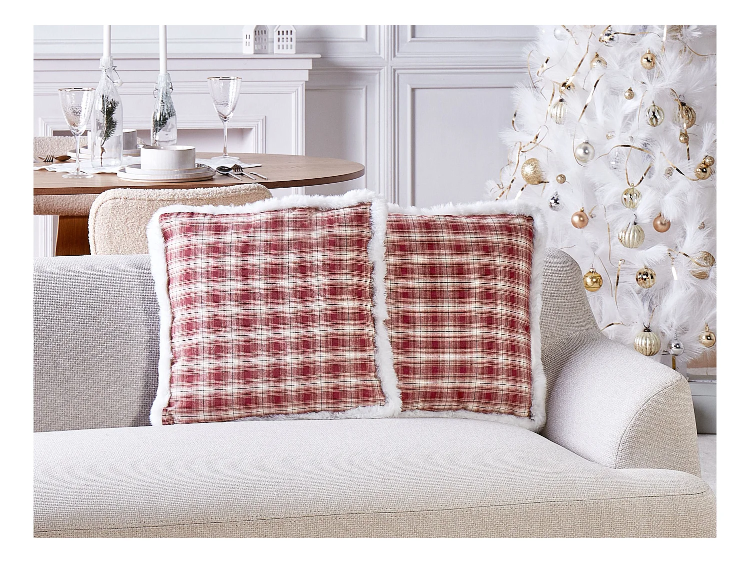 Lot de 2 coussins décoratifs BROOKIES 45 x 45 cm Rouge foncé Motif de Noël