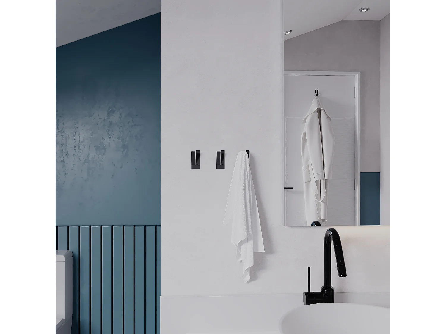 Decortie Noir 3.1x2.6x6cm Crochets muraux Triptyque Set Métal Crochet de manteau Nora