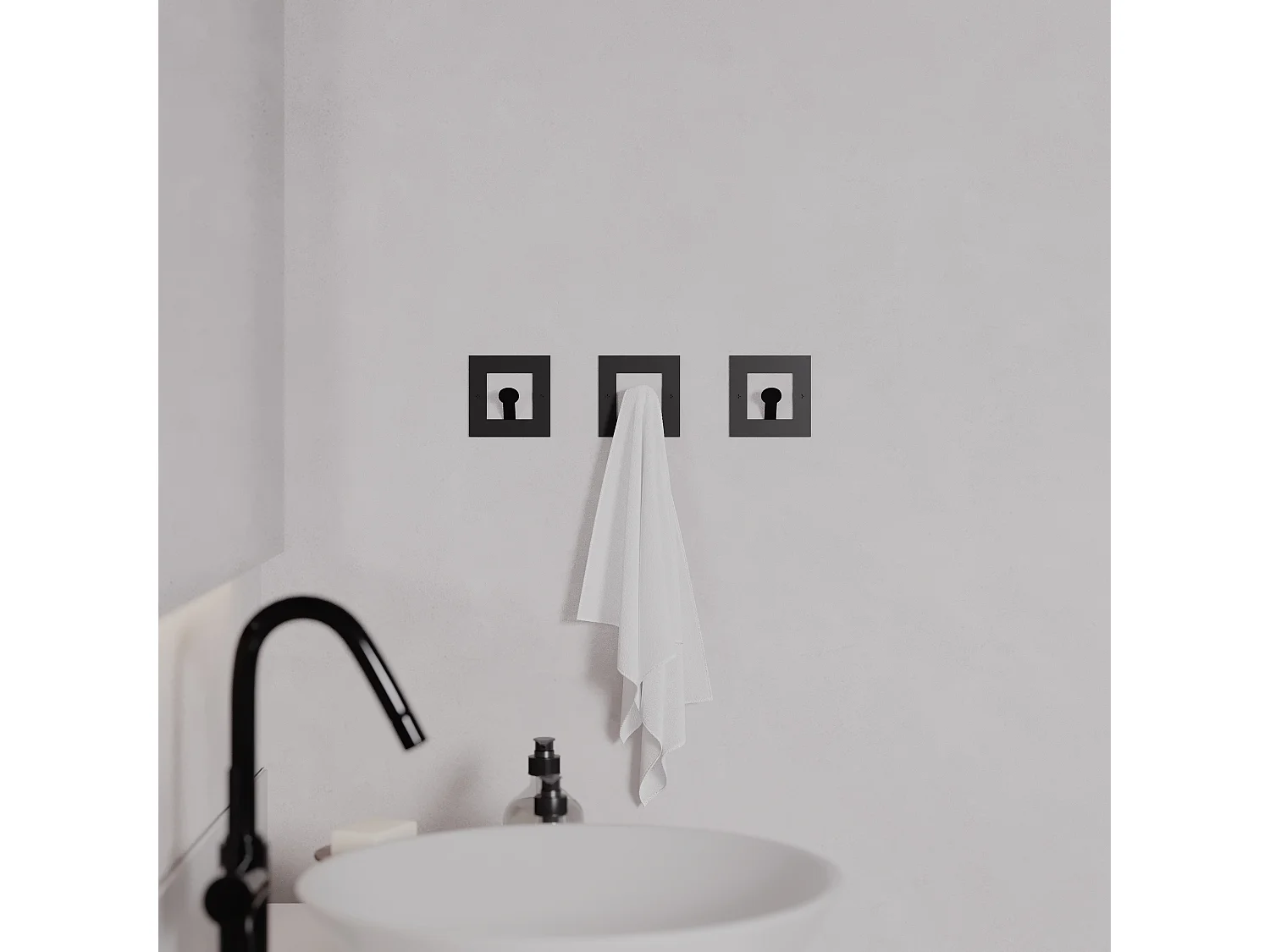 Decortie Noir 3x8.2x8.2cm Crochets muraux Trio Set Métal Carré Patère Kaly