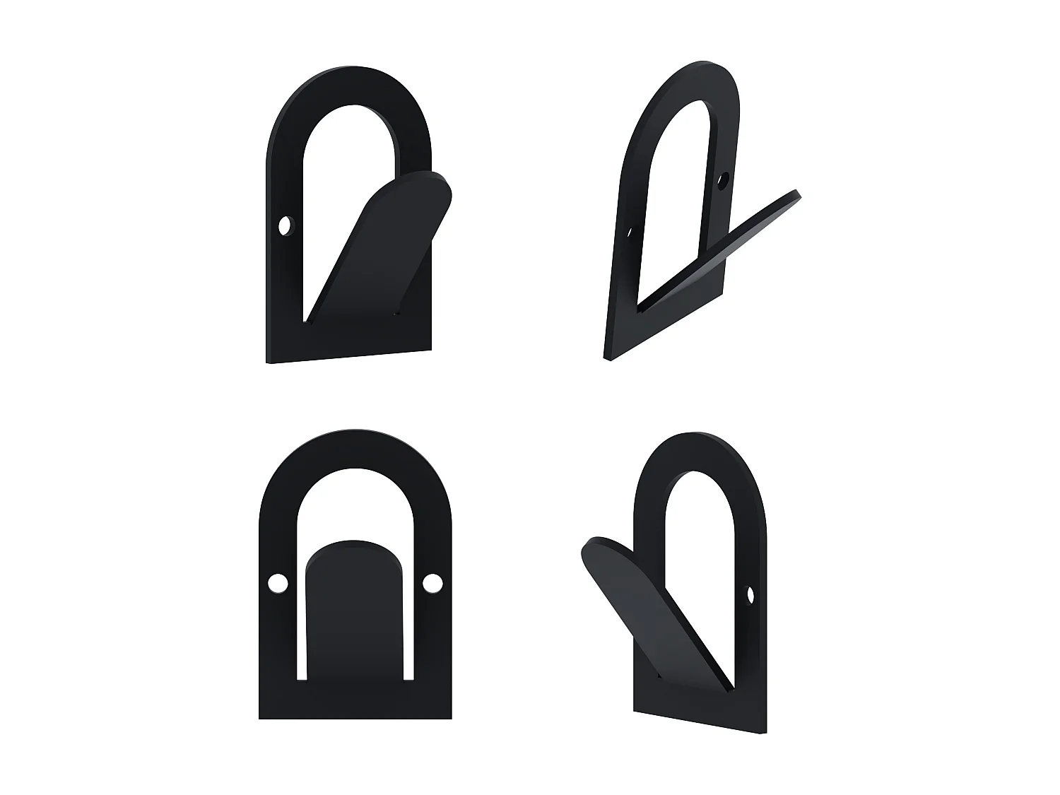 Decortie Zwart 3.1x4x6cm Muurhaken Drieluik Set Metaal Kapstokhaak Astra