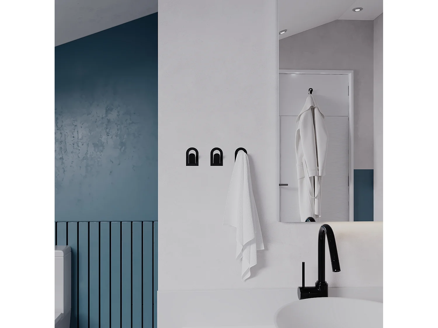 Decortie Zwart 3.1x4x6cm Muurhaken Drieluik Set Metaal Kapstokhaak Astra