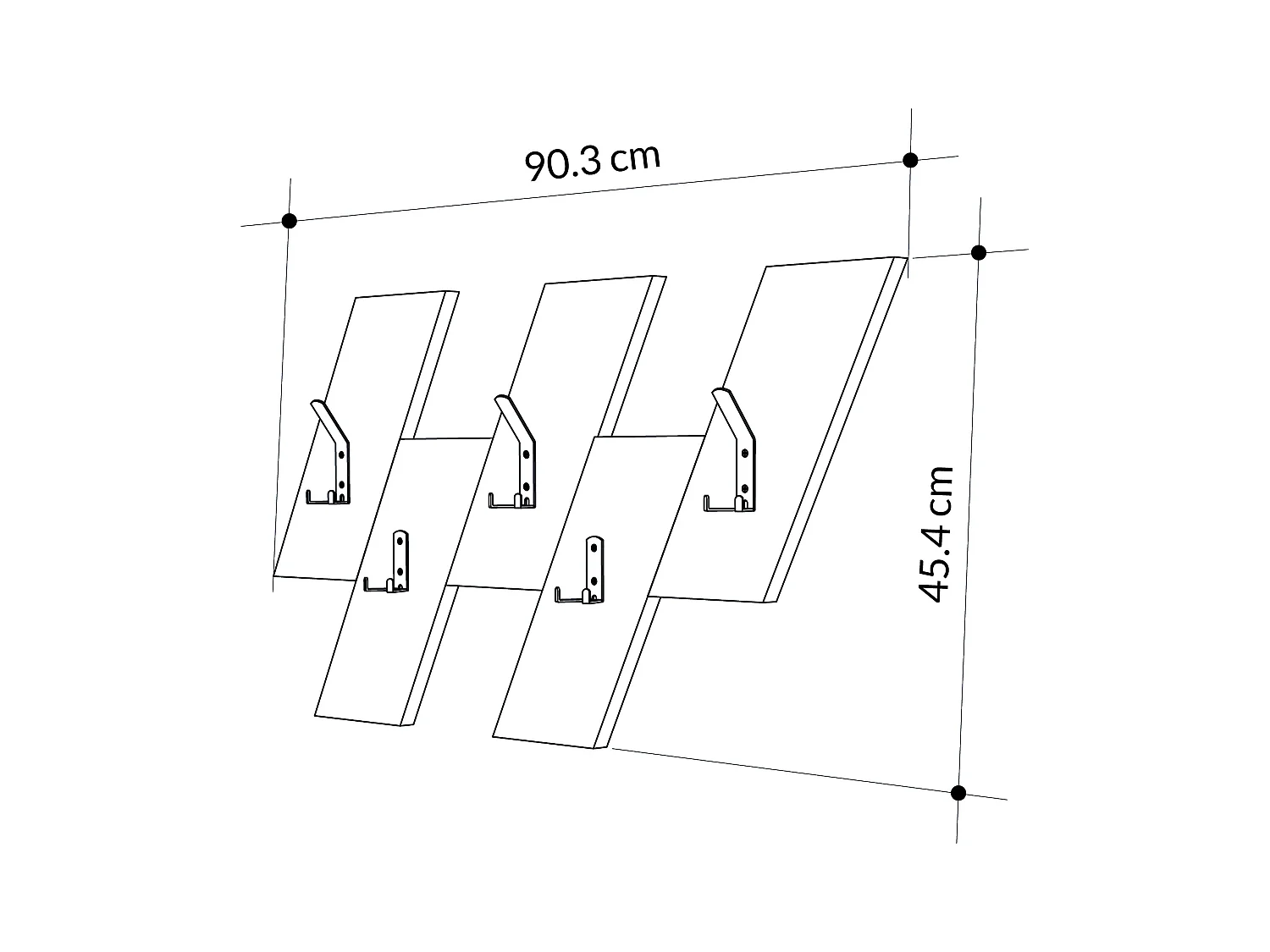 Decortie Blanc 1.8x75.2x45.3cm Porte-manteau mural avec 5 crochets, Panneau de particules, Métal Rangement d'étagère Livy