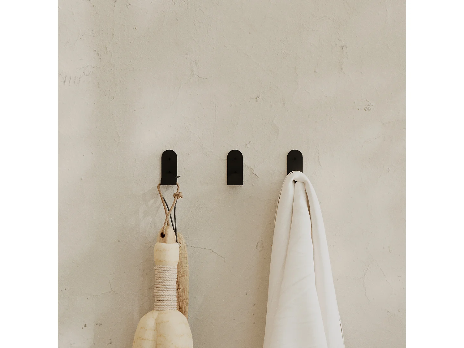 Decortie Noir 2.6x2x4.7cm Crochets muraux lot de trois Métal Crochet de vestiaire Leny