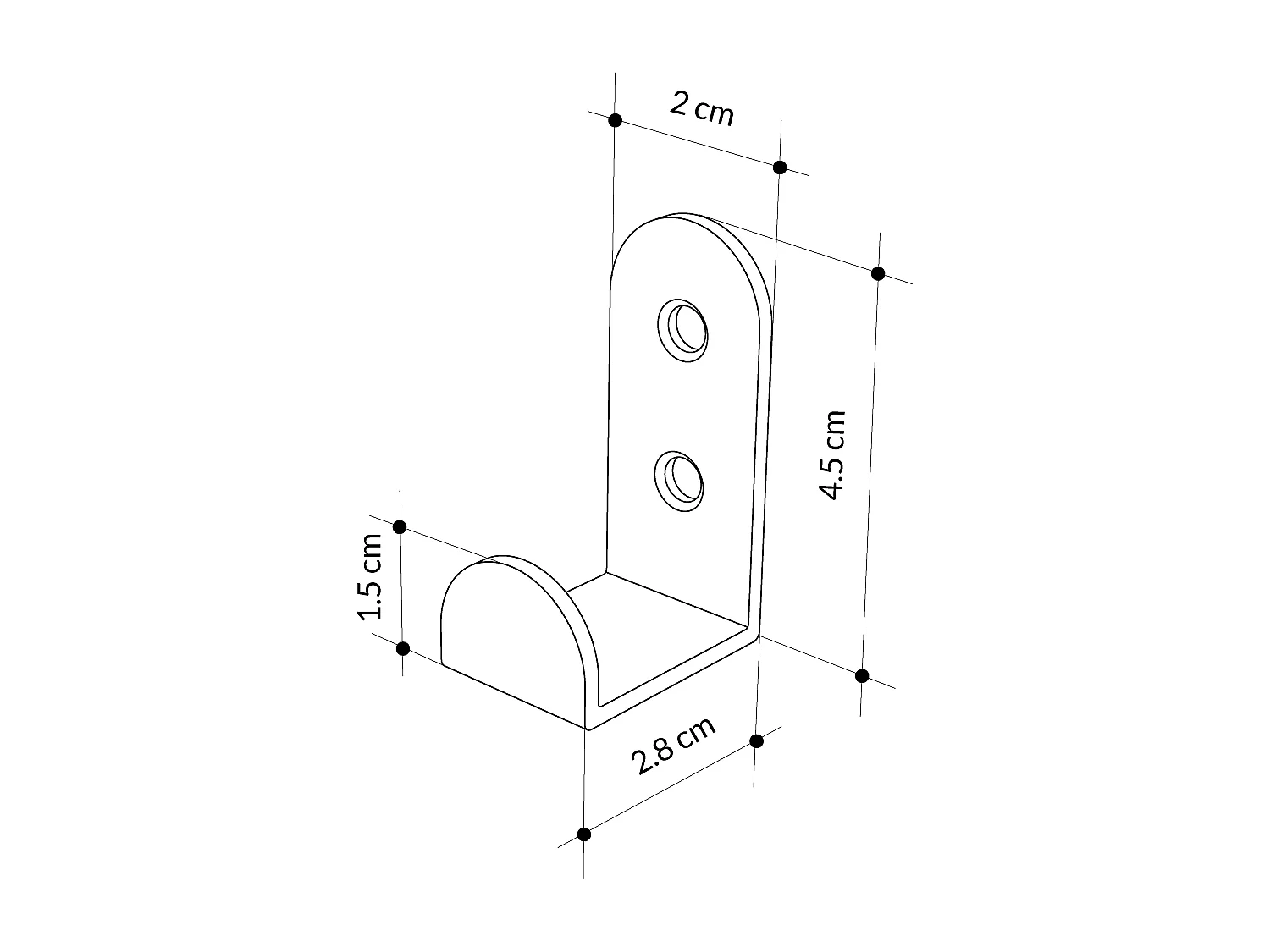 Decortie Noir 2.6x2x4.7cm Crochets muraux lot de trois Métal Crochet de vestiaire Leny