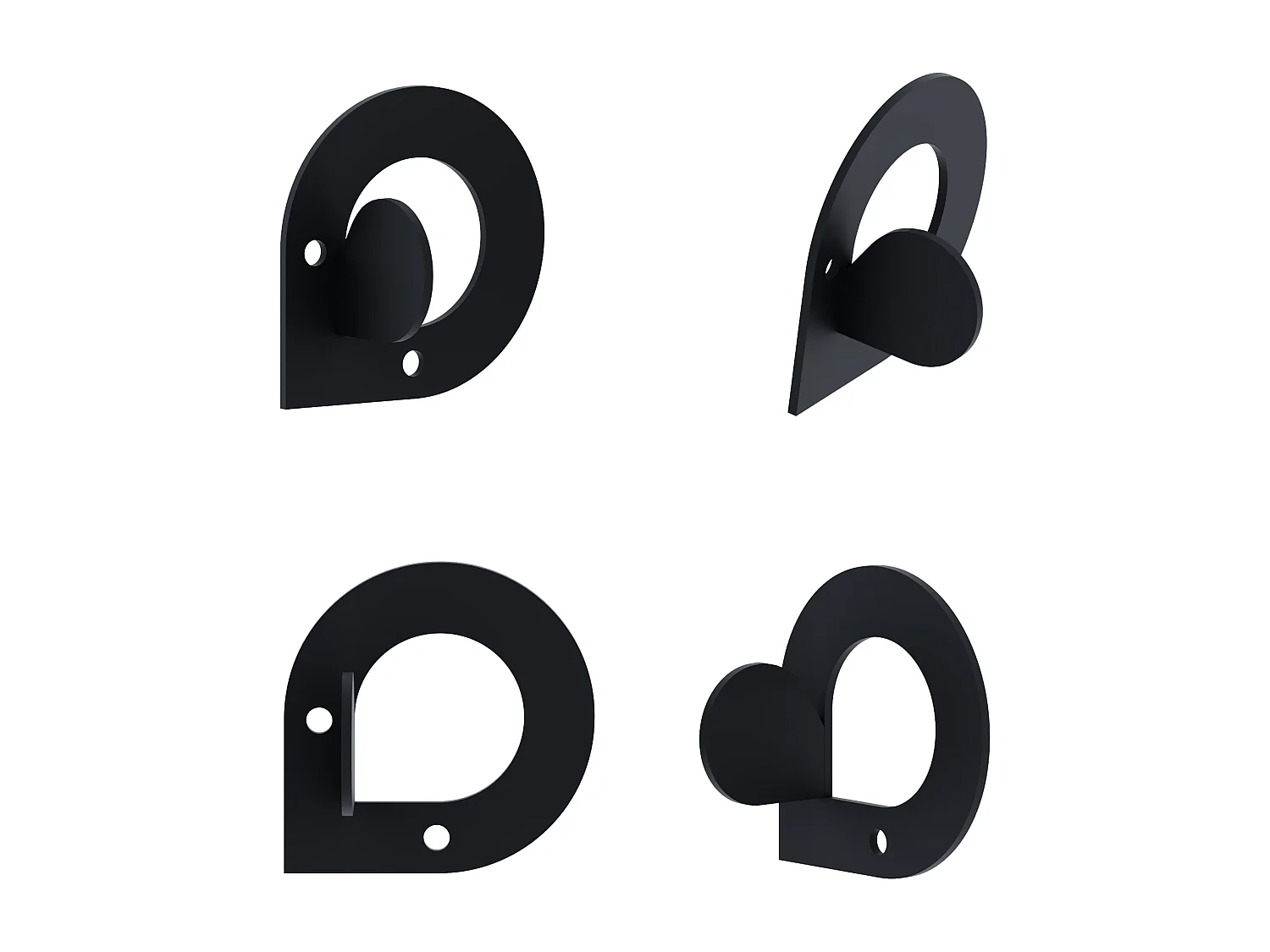 Decortie Zwart 3.2x6x6cm Muurhaken Drieluik Set Metaal Kapstokhaak Pino