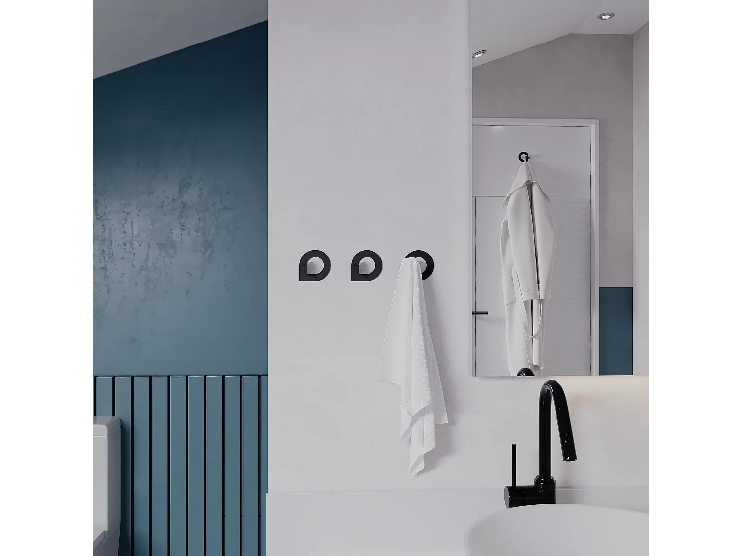 Decortie Zwart 3.2x6x6cm Muurhaken Drieluik Set Metaal Kapstokhaak Pino