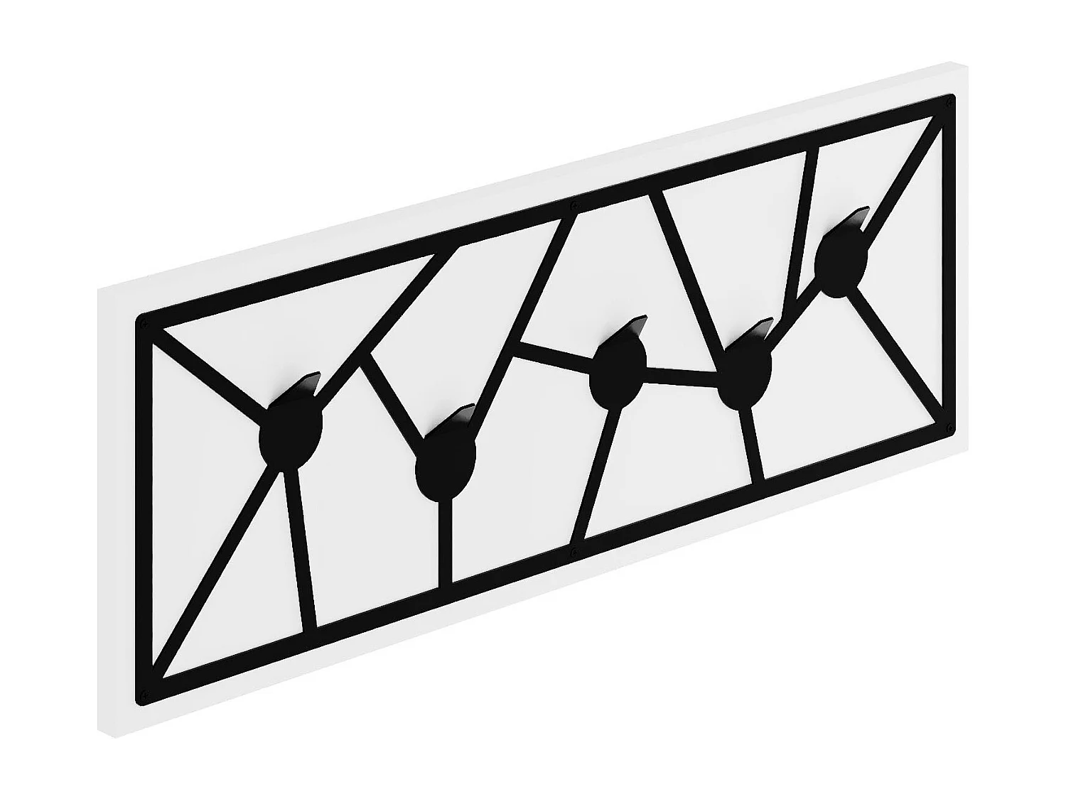 Decortie Blanc 1.8x74.6x26.6cm Porte-manteau mural avec 5 crochets, aggloméré, métal avec étagère de rangement Trace