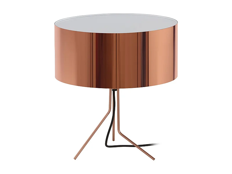 DIAGONAL tafellamp moderne stijl - Hoogte 38 cm - kunststof lampenkap ø35 cm - aan&uit - 1,5 m kabel E27 13W - staal en koper - IP20 - binnen