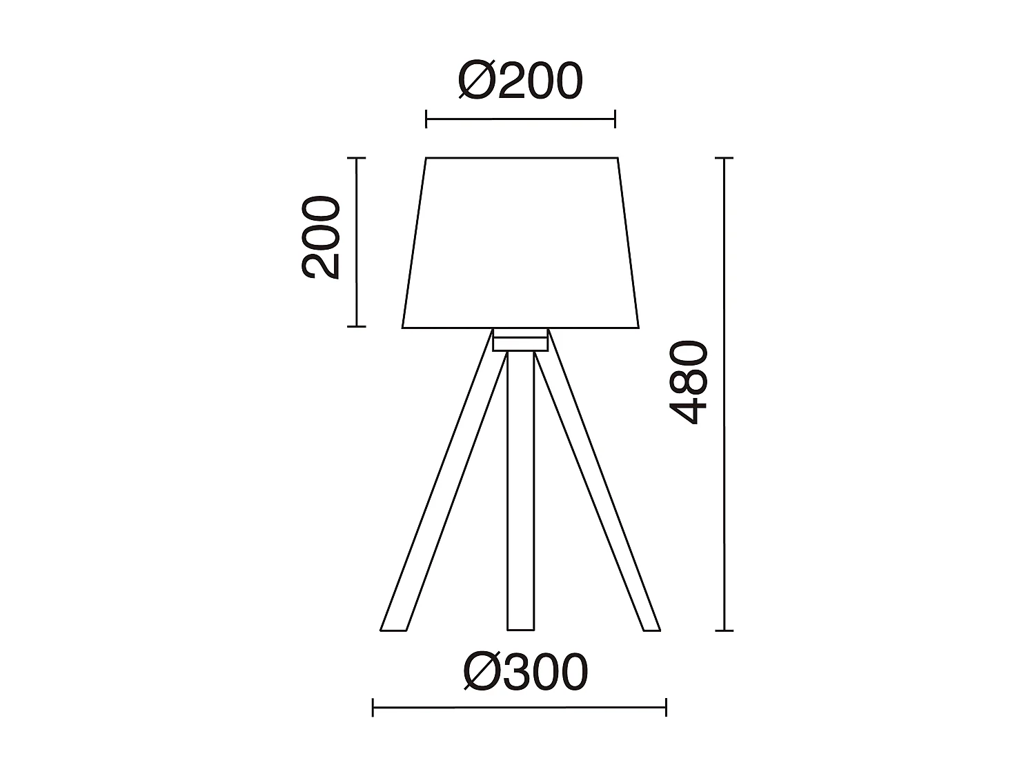 LARS Tischlampe im klassischen Stil – Höhe 48 cm – E27 60 W – 2 Meter Kabel – an/aus – Buchenholz – Lampenschirm ø20 cm – weiße Baumwolle