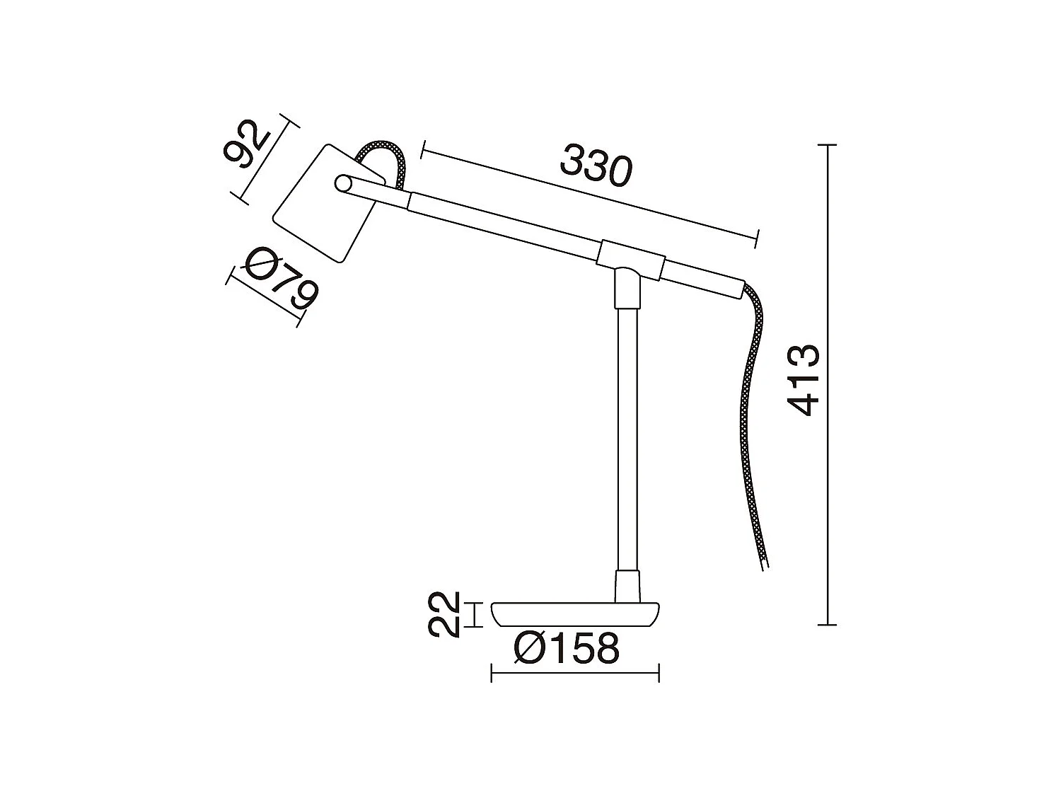 Candeeiro de mesa BRANCH em madeira e aço - A 41,3 cm - IP20, cabo de 2 m - on&off - gu10 - 9W - preto