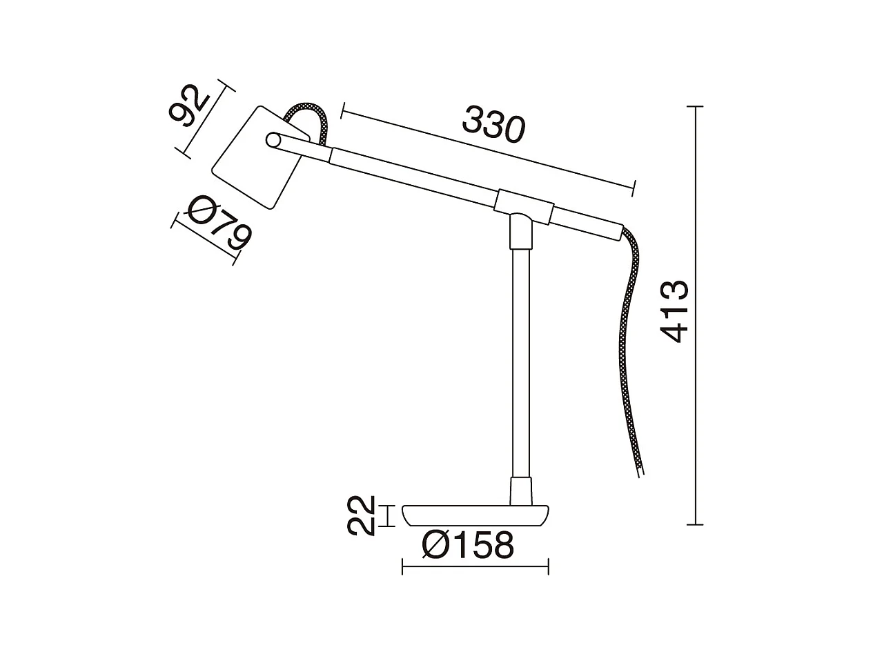 BRANCH tafellamp in hout en staal - H 41,3 cm - IP20, 2 m kabel - aan&uit - gu10 - 9W - zwart