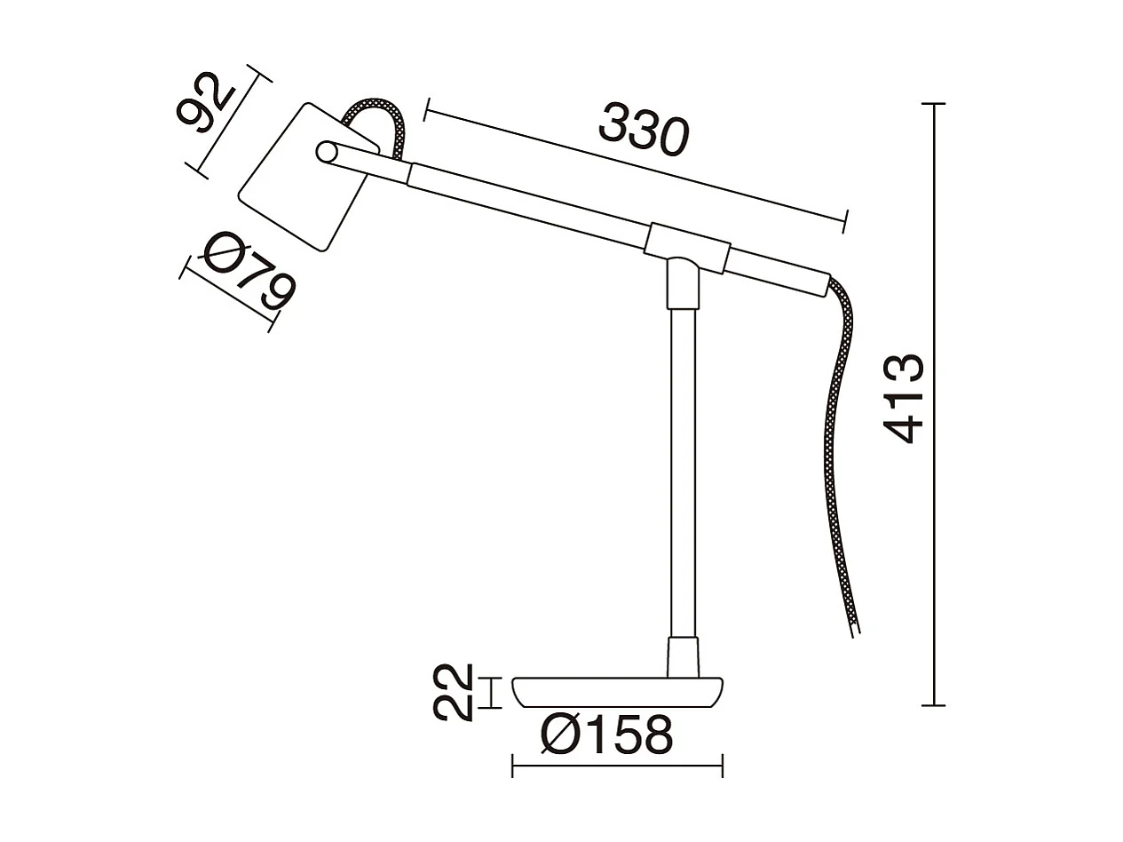 BRANCH tafellamp in hout en staal - H 41,3 cm - IP20, 2 m kabel - aan&uit - gu10 - 9W - zwart