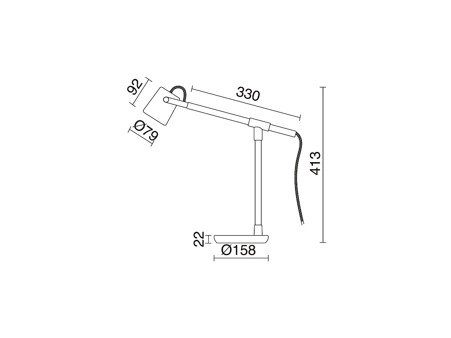 Lampe à poser Branche en bois et acier-h41,3 cm