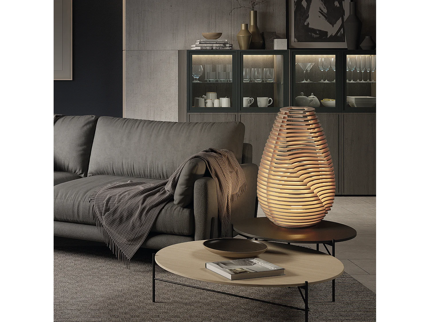 Lámpara de pie y mesa TWIST estilo moderno y escandinavo - Alt. 63,7 cm x D. 43,6 cm - GX53 LED T2 - 10W - 1200lm y 3000K - cable 2 metros - on&off - ip20