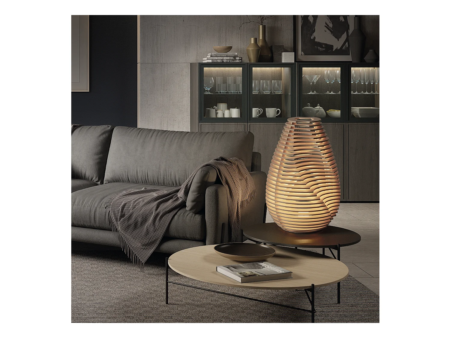 Lampada da terra moderna Twist tavolo-h.63.7cmxd.ø 43.6cm-gx53 led t2-10w,3k-on&off-ip20