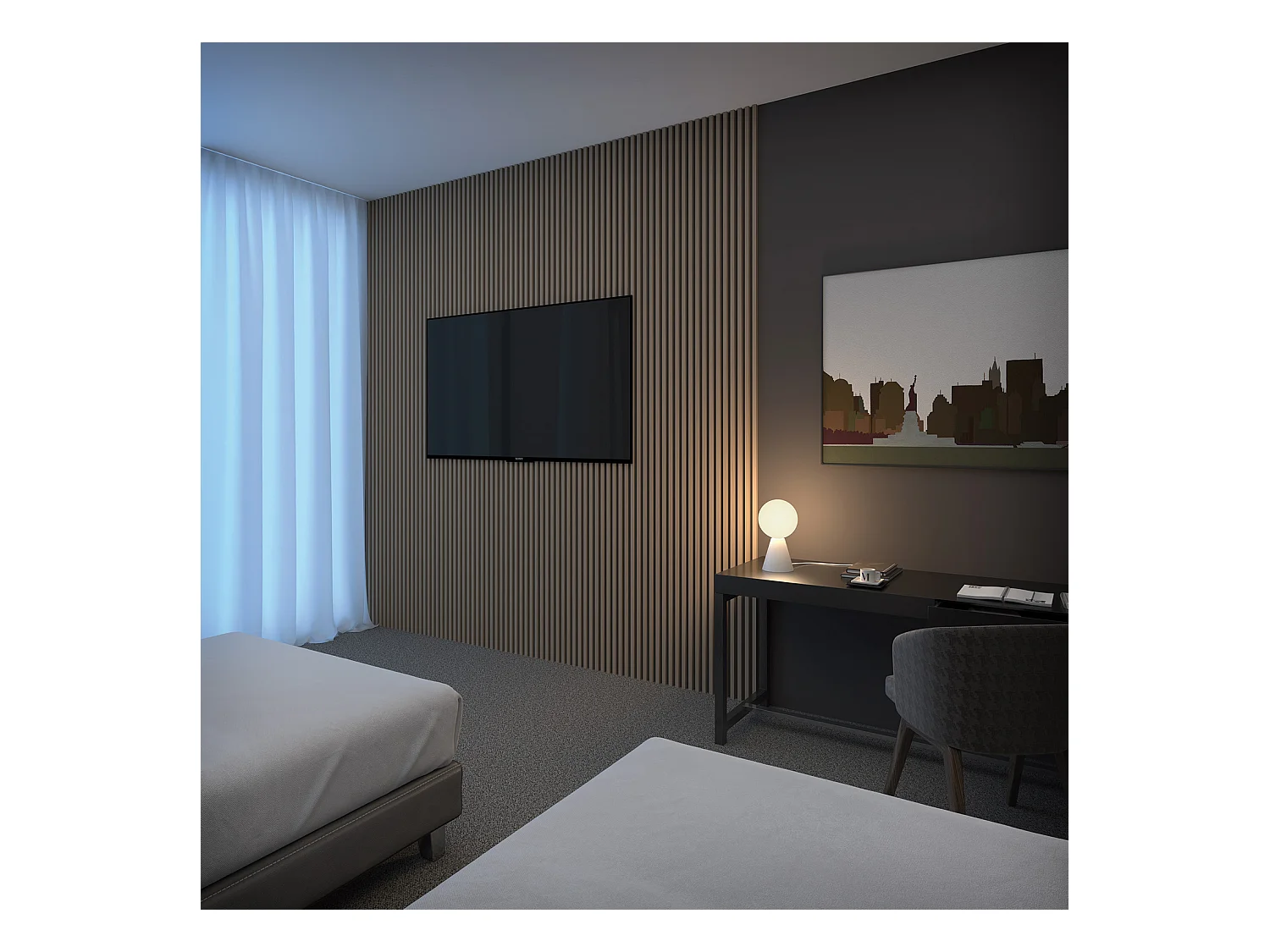 GEOMETRISCHE tafellamp moderne en elegante stijl - Hoogte 32 cm - G9 LED 5W - buisvorm - 1,5 meter kabel, aan&uit, bolvormige kop - hout en glas - IP30 - wit
