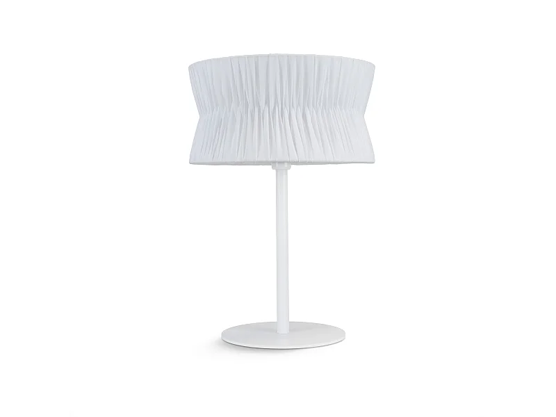 Lampe de table Cora classique-h54 cm-e27 40w-d. ø38,5 cm-sur&hors-acier,blanc-ip20