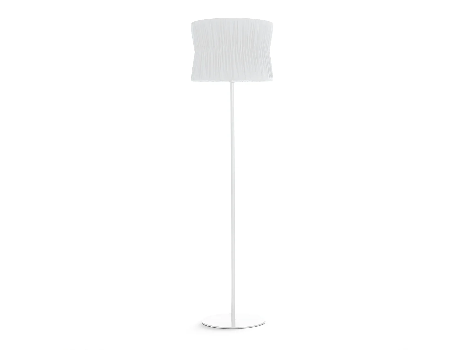 Lampa sto?owa CORA w stylu klasycznym - Wysoko?? 170 cm - E27 40W - plisowany aba?ur wst?gowy ø38,5 cm - kabel 2 m - w??czanie i wy??czanie - stal i biel - IP20
