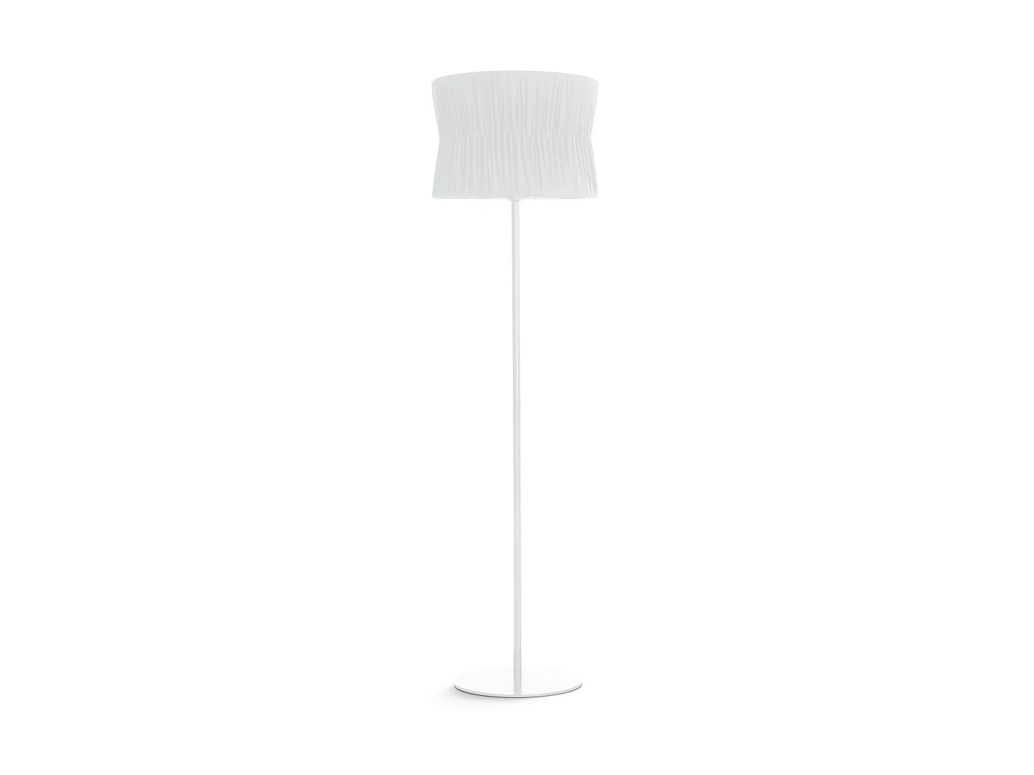 Klassieke stijl CORA tafellamp - Hoogte 170 cm - E27 40W - geplooide lint lampenkap ø38,5 cm - 2 m kabel - aan&uit - staal en wit - IP20