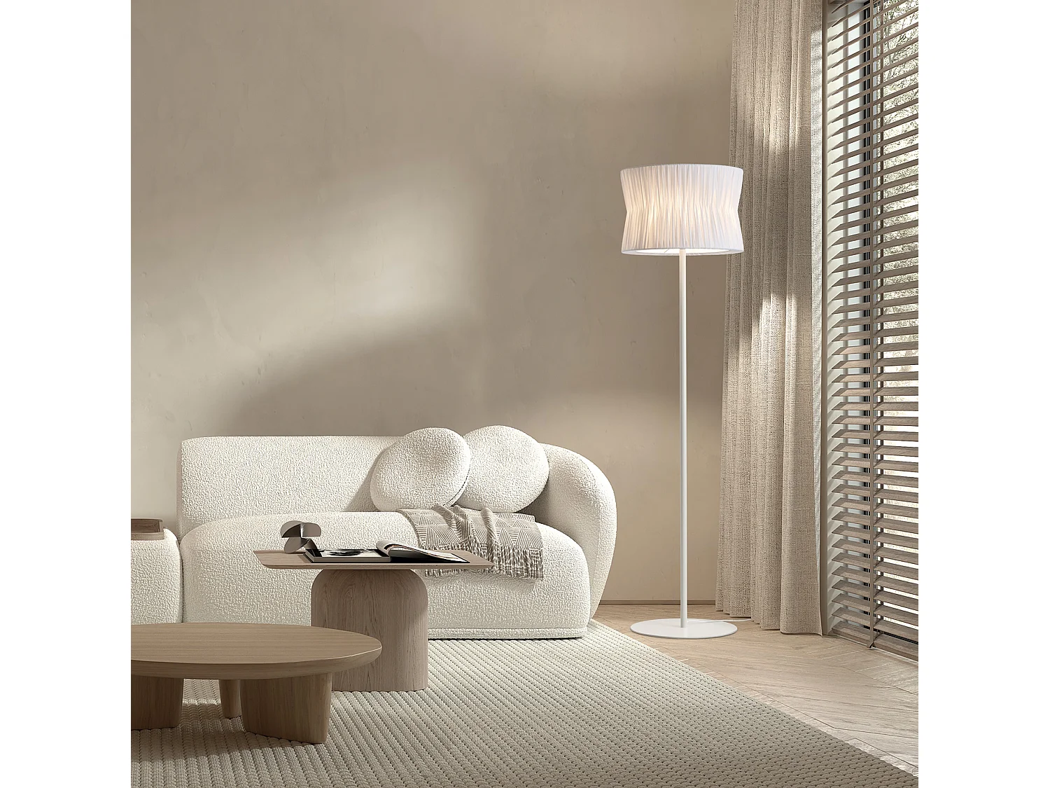 Lampe à poser Cora classique-h 170 cm x d.ø38,5 cm-e27 40w-on&off-acier,blanc-ip20