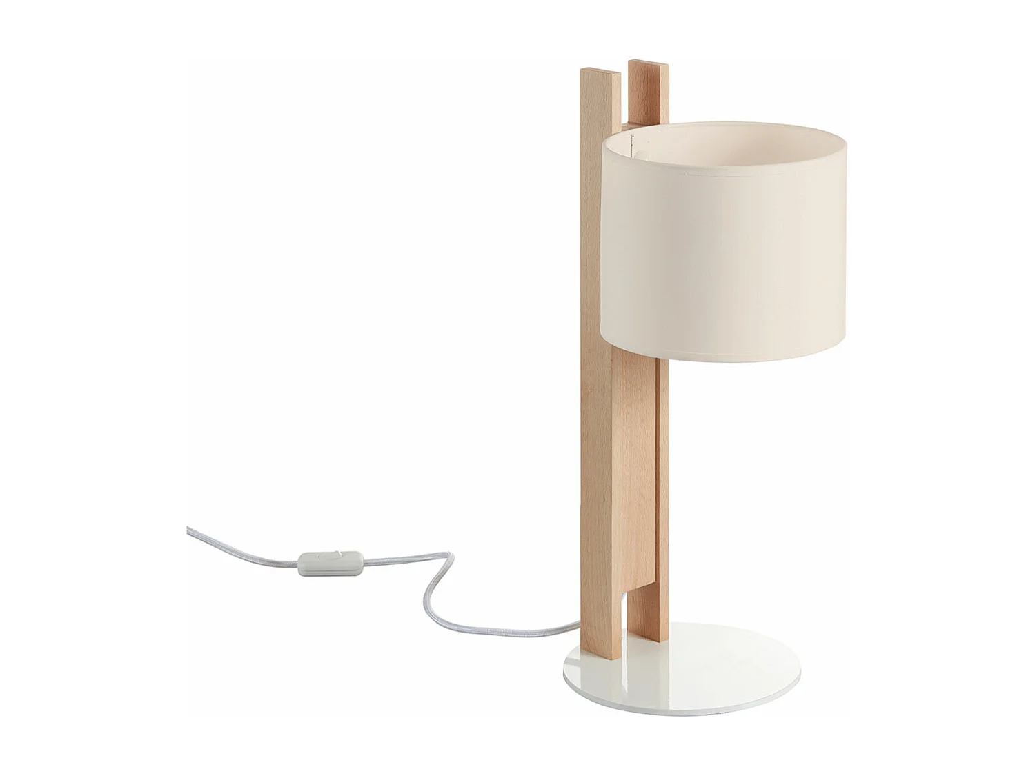 Lampada da tavolo moderna compatta-h.50,5 cm-e27 40w-d.ø45-ip20-legno, marrone