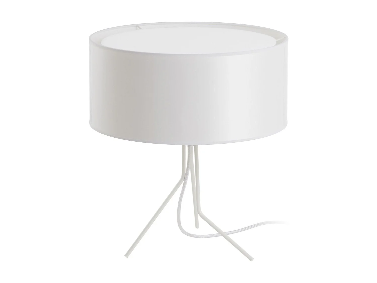 DIAGONAL tafellamp moderne stijl - Hoogte 38 cm - kunststof lampenkap ø35 cm - aan&uit - 1,5 m kabel E27 13W - staal en wit - IP20 - binnen