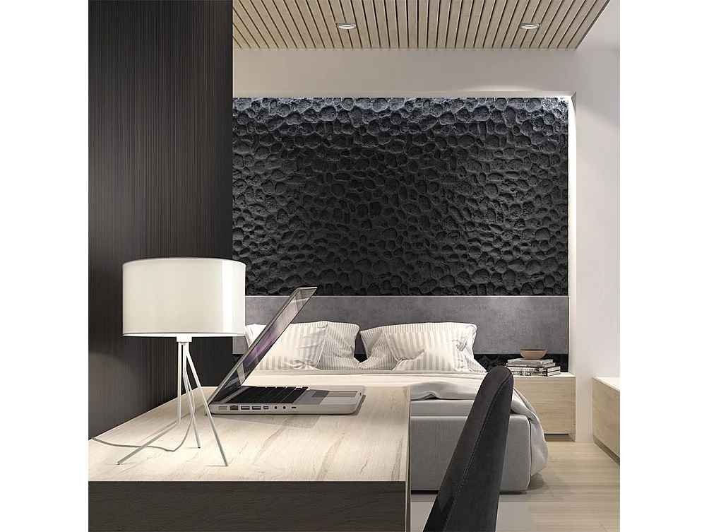 DIAGONAL tafellamp moderne stijl - Hoogte 38 cm - kunststof lampenkap ø35 cm - aan&uit - 1,5 m kabel E27 13W - staal en wit - IP20 - binnen