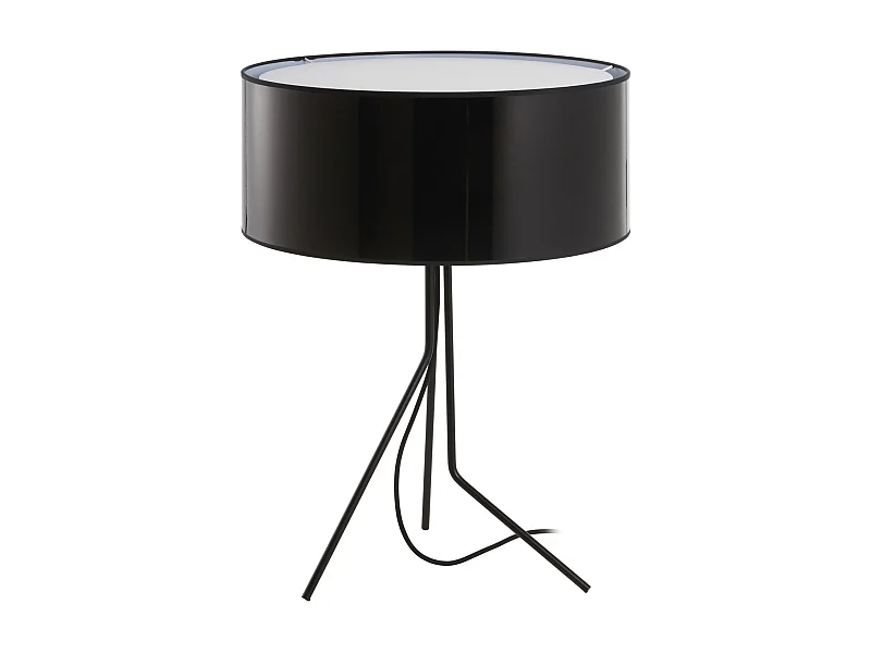 Lámpara de mesa DIAGONAL estilo moderno- Alt. 59,8 cm - pantalla sintética ø45 cm - on&off - cable 1,5 mts E27 13W - acero y negro - IP20 - interior