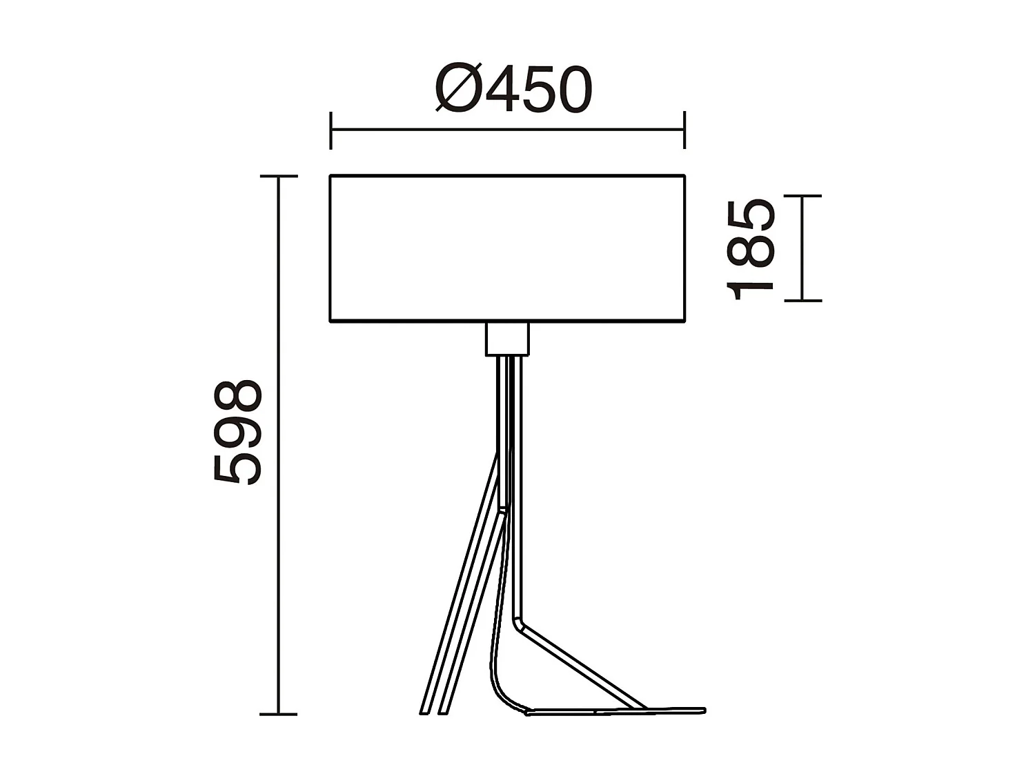 Candeeiro de mesa DIAGONAL estilo moderno - A 59,8 cm - candeeiro sintético ø45 cm - on&off - cabo de 1,5 m E27 13W - aço e preto - IP20 - interior