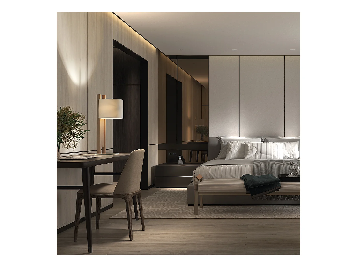 Lampe de table Compact moderne-h 50,5 cm-e27 40w-ø45-ip20-bois, beige