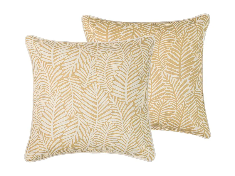 Cojín Lino Hojas Amarillas 45x13x45 Cm