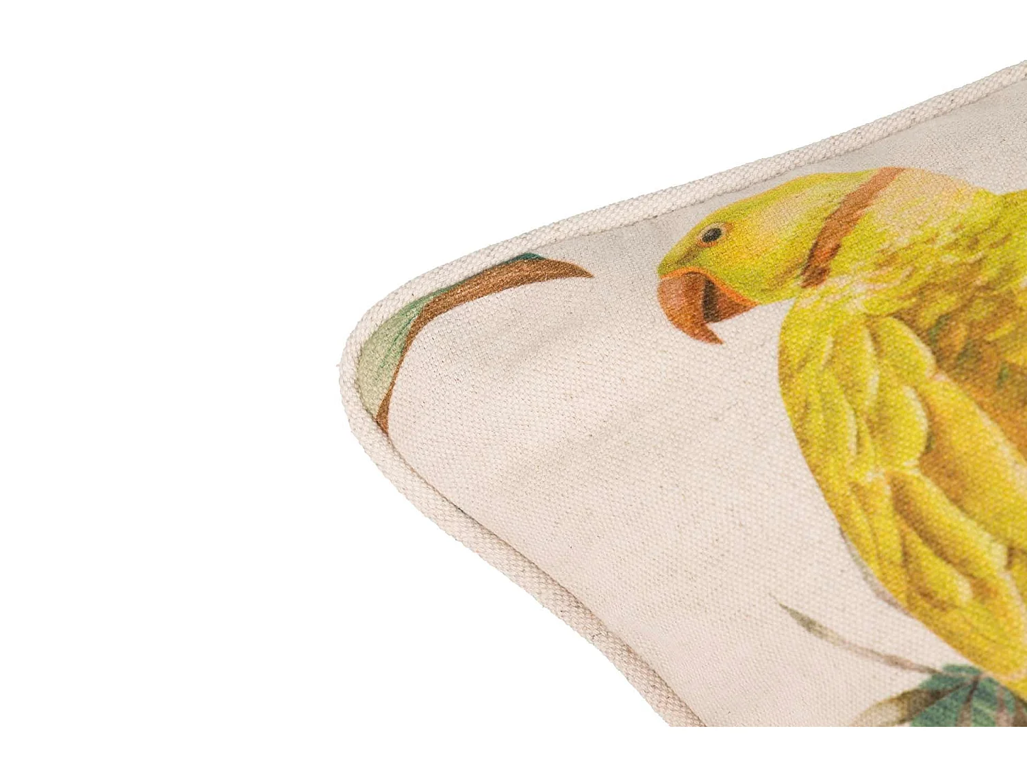Cojín Lino Loros Amarillos 45x13x45 Cm