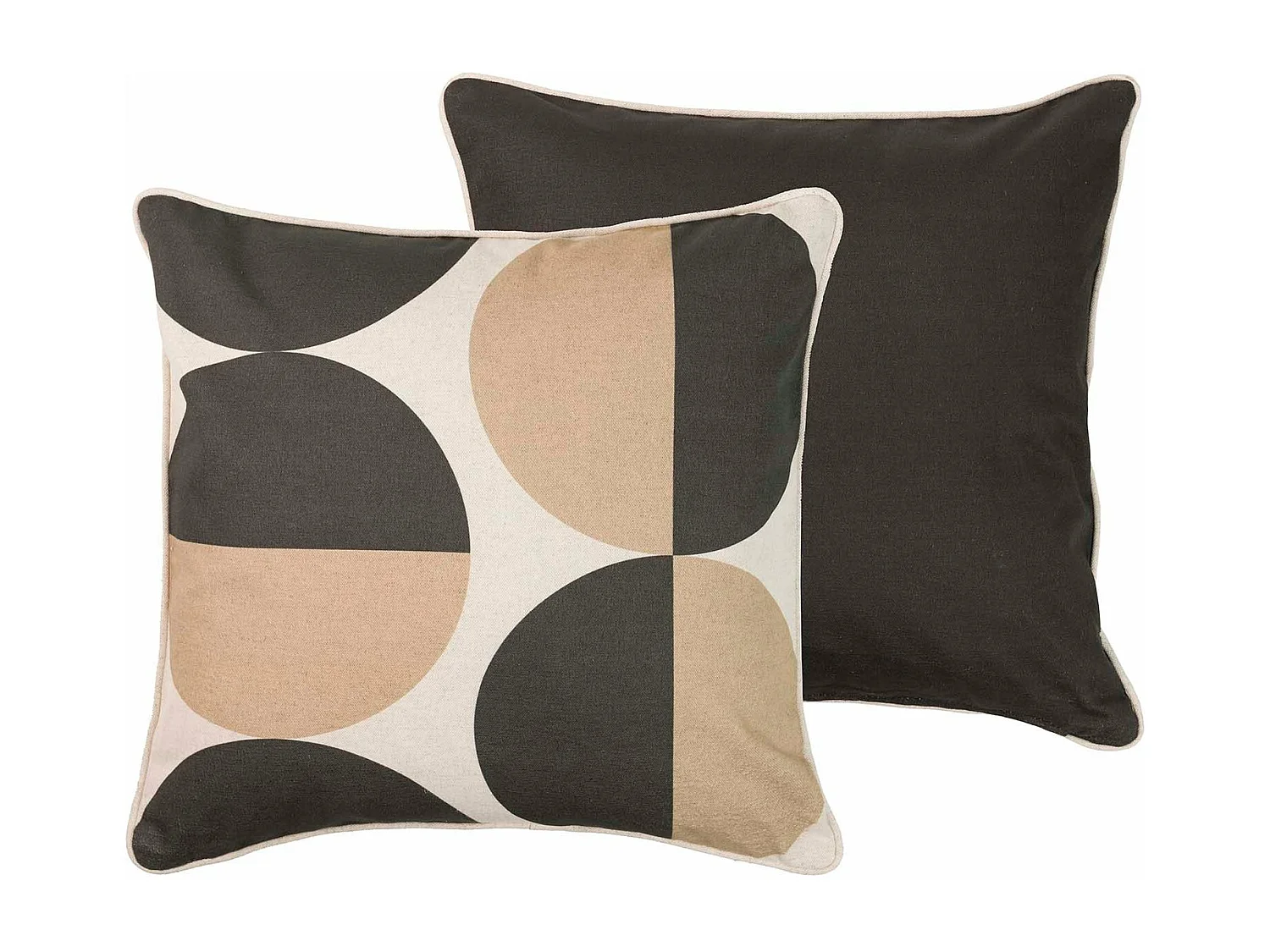 Cojín Lino Círculos Marrones 45x13x45 Cm