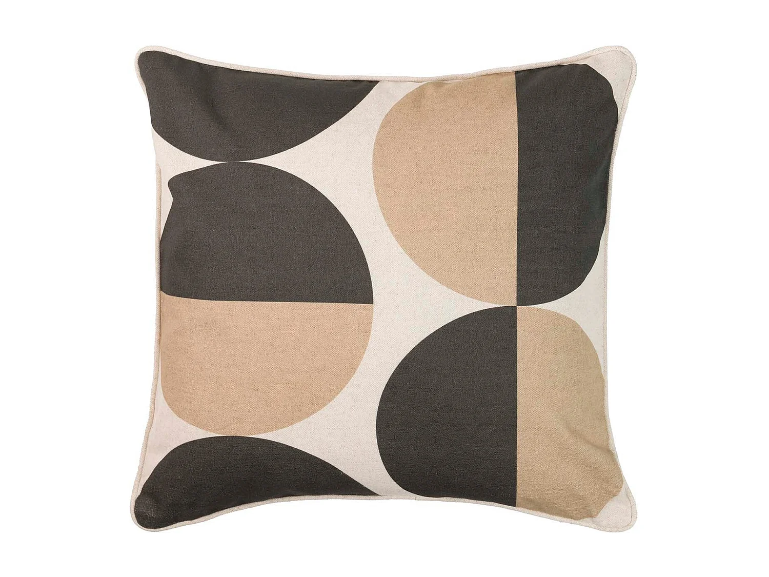 Cojín Lino Círculos Marrones 45x13x45 Cm