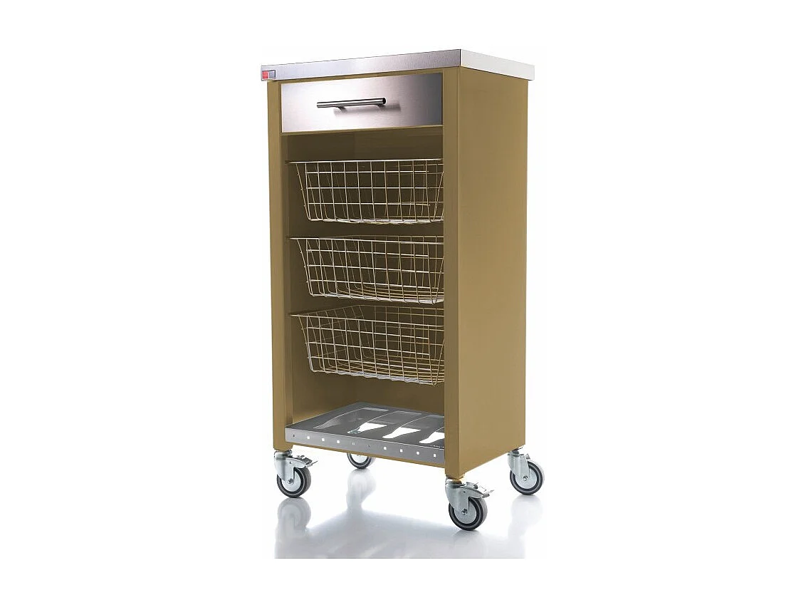 Carrello da cucina su ruote con piano in acciaio inox - Colore Sabbia, Acciaio inox  -  93*48*34cm - CHELSEA