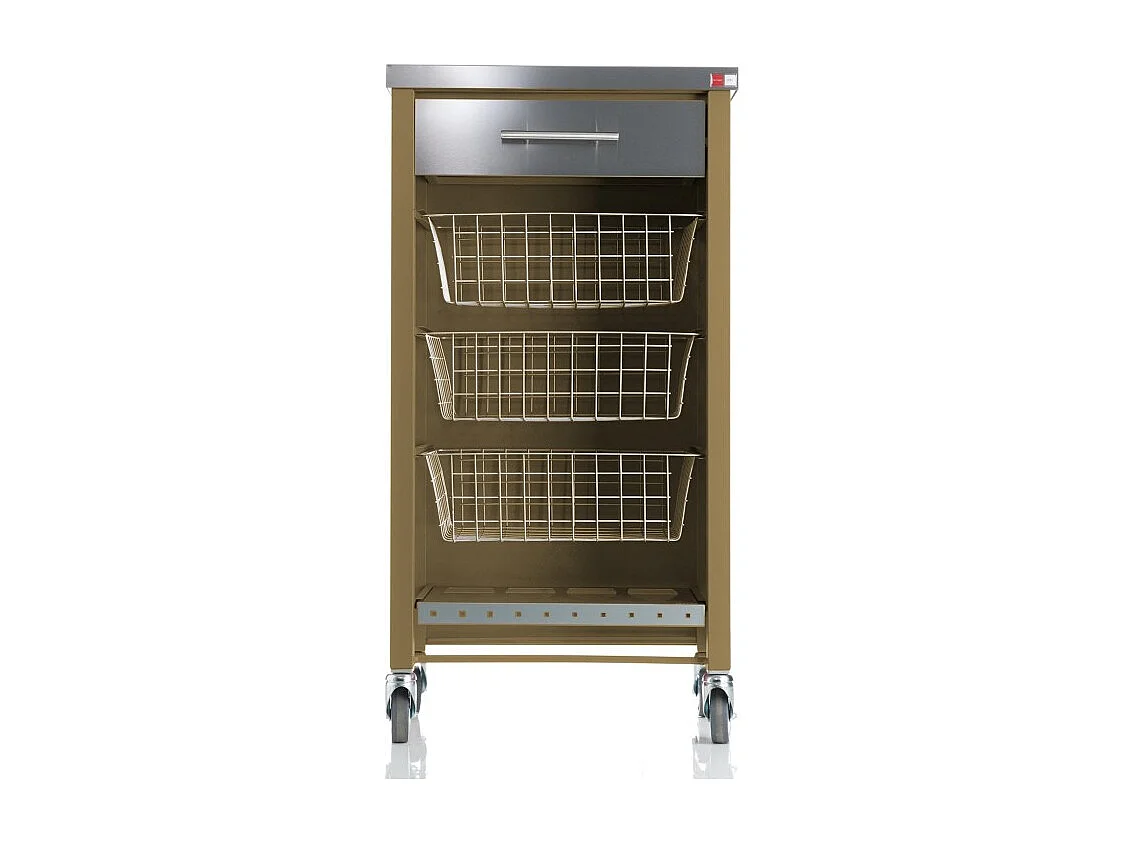 Carrello da cucina su ruote con piano in acciaio inox - Colore Sabbia, Acciaio inox  -  93*48*34cm - CHELSEA