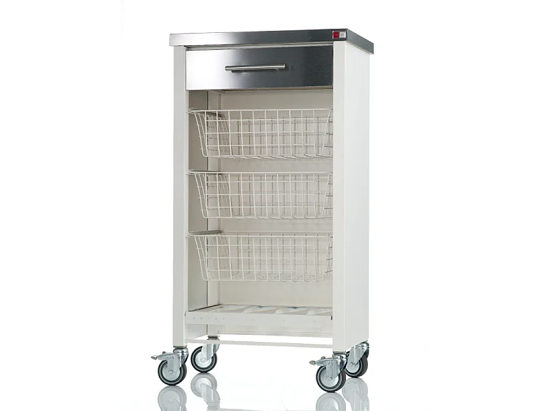 Desserte de cuisine plateau supérieur en Acier Inoxydable - Blanc, Inox  -  93*48*34cm - CHELSEA