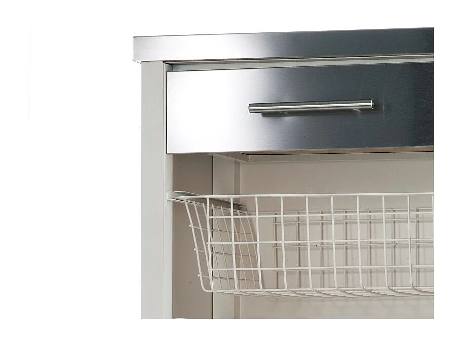 Desserte de cuisine plateau supérieur en Acier Inoxydable - Blanc, Inox  -  93*48*34cm - CHELSEA
