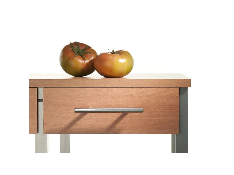 Chariot de cuisine avec tiroirs - Argenté, Cerisier- 89*71*43 cm - OSLO