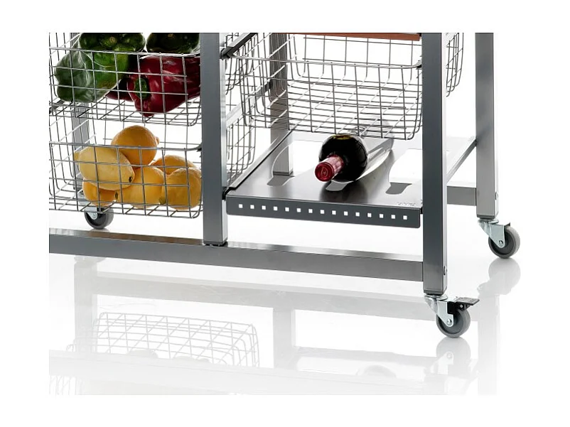 Chariot de cuisine avec tiroirs - Argenté, Cerisier- 89*71*43 cm - OSLO