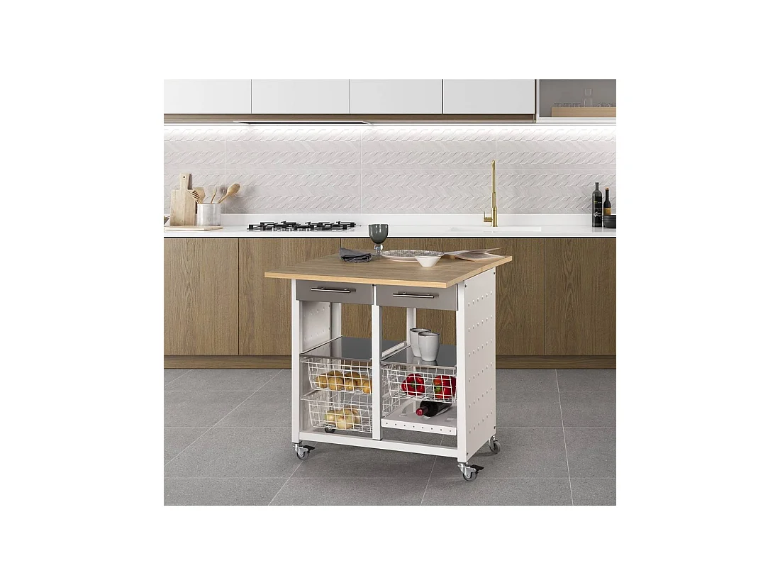 Carrito de cocina EKO con ruedas convertible en mesa auxiliar