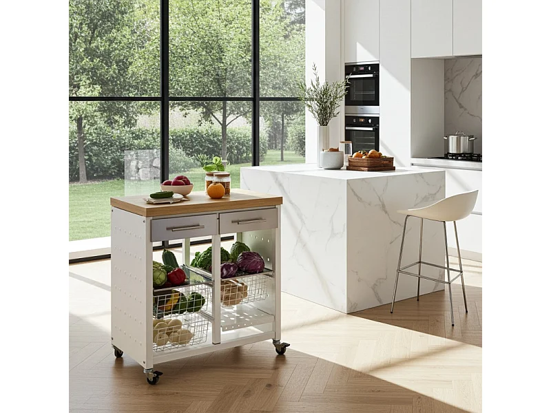 Carrito de cocina EKO con ruedas convertible en mesa auxiliar