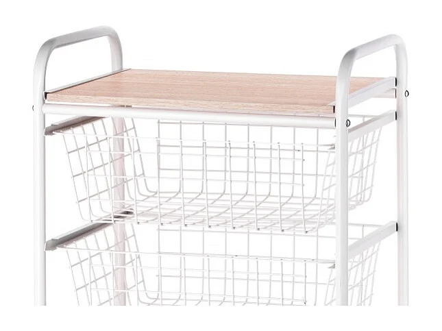 Carrello da cucina, carrello portaoggetti - 4 cestini di grande capacità - Bianco-Beech - 86*44*30 cm - FIESTA
