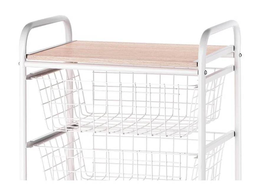 Carrello da cucina, carrello portaoggetti - 4 cestini di grande capacità - Bianco-Beech - 86*44*30 cm - FIESTA