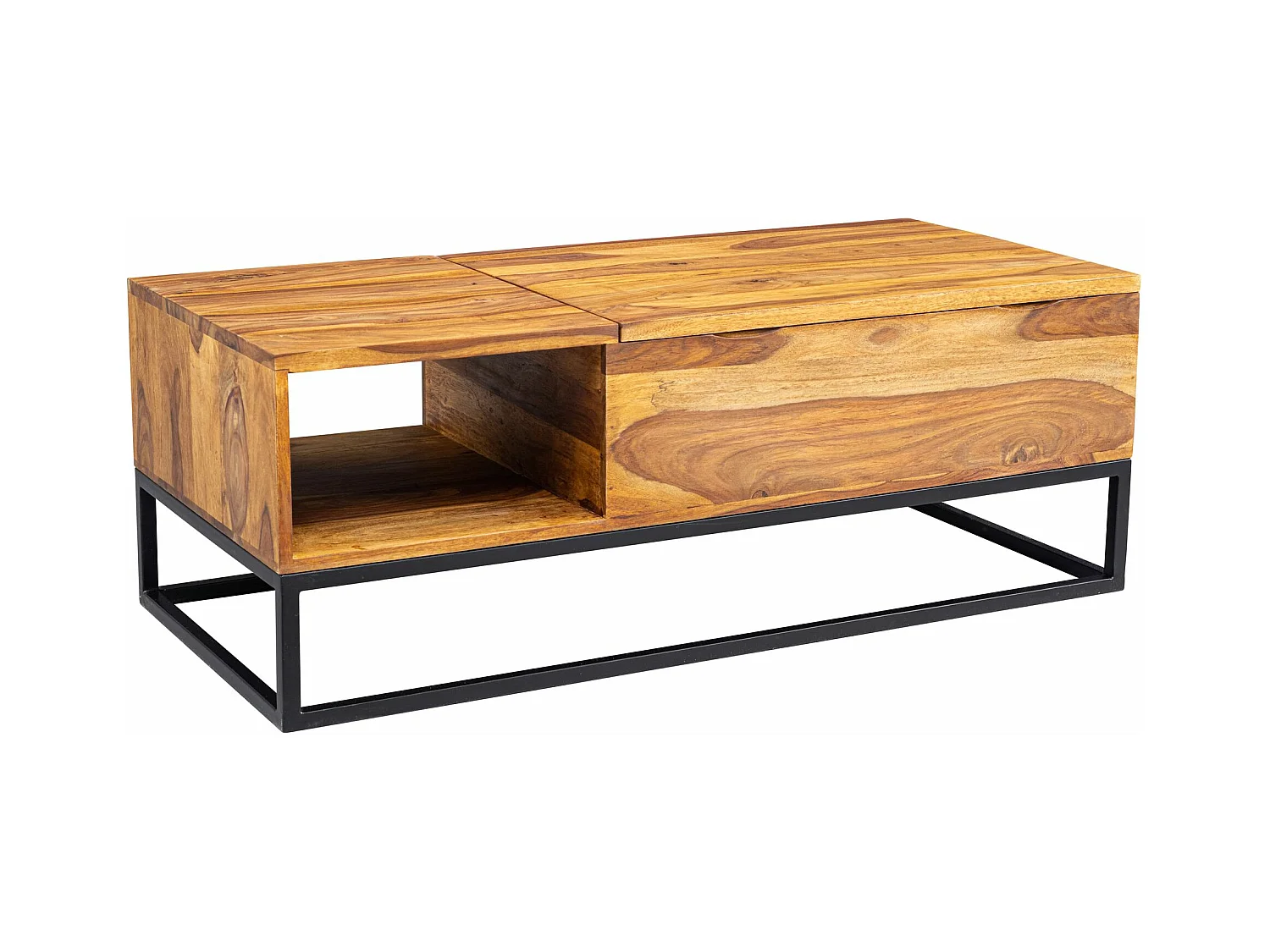 table basse  table de canapé en bois massif 110x40x50 cm avec pieds en métal | Table de salon plateau de table pliable | Table en bois table design industriel