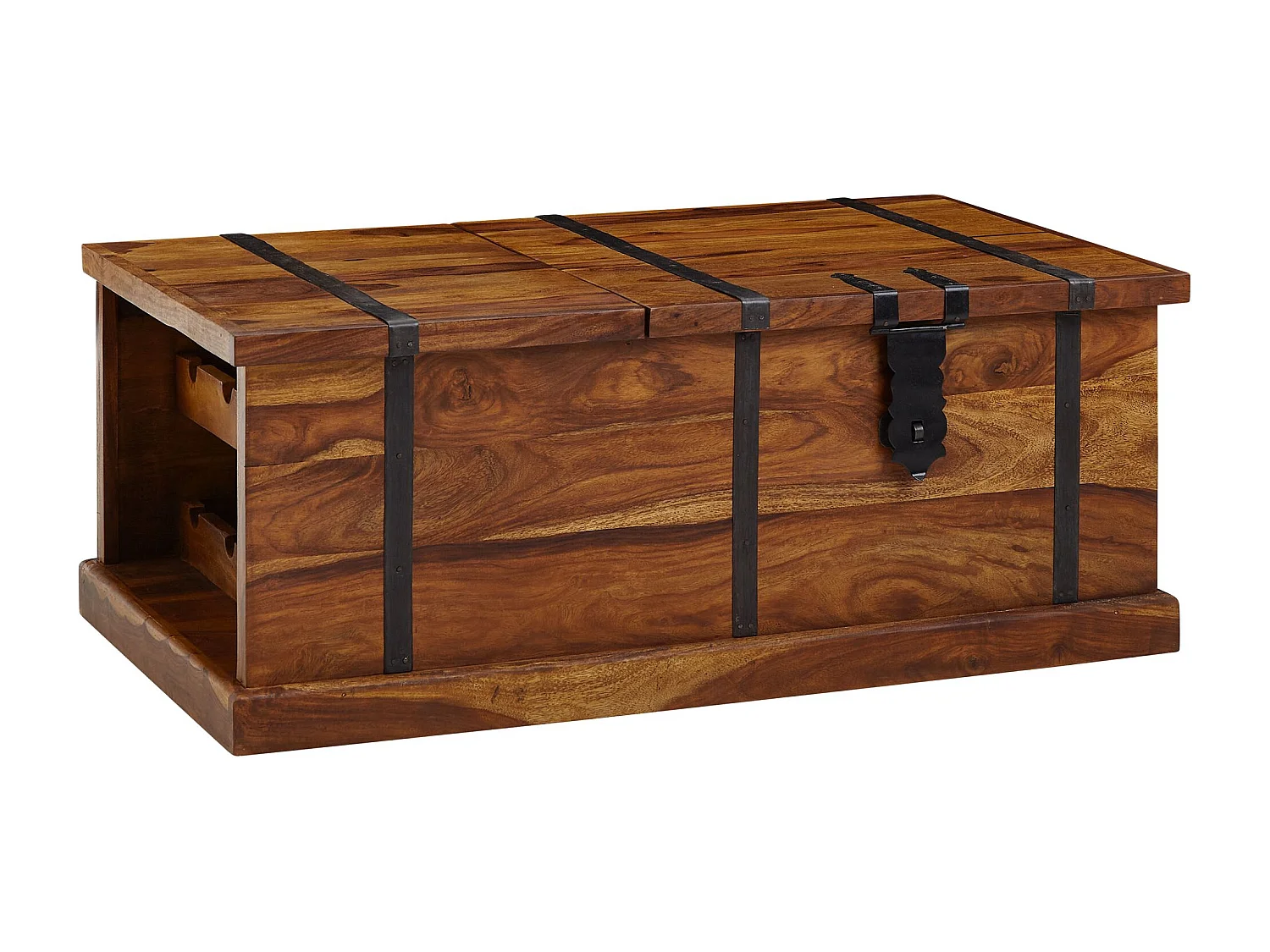 salontafel 100x60x40 cm massief sheeshamhouten kisttafel met wijnrek | Design salontafel met opbergruimte | Salontafel salontafel modern | houten tafel woonkamer