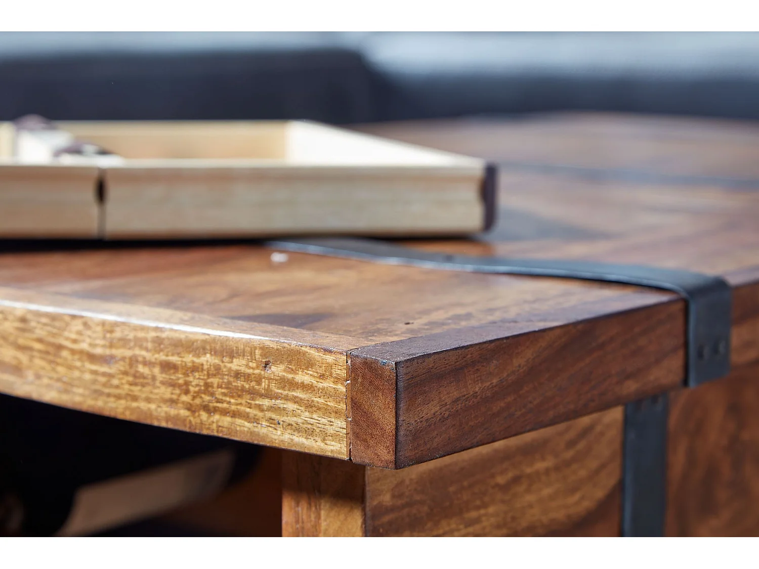 salontafel 100x60x40 cm massief sheeshamhouten kisttafel met wijnrek | Design salontafel met opbergruimte | Salontafel salontafel modern | houten tafel woonkamer