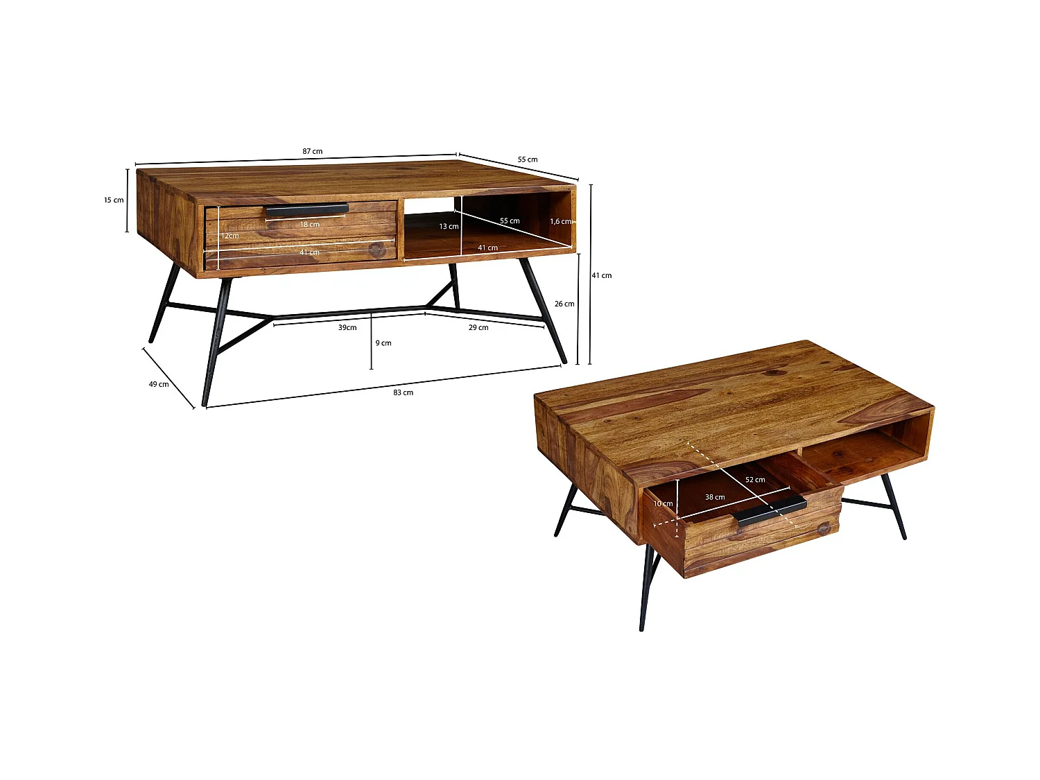 Table Basse De  Nishan 87 X 41 X 55 Cm En Bois De Sheesham En Bois Massif Solide | Table