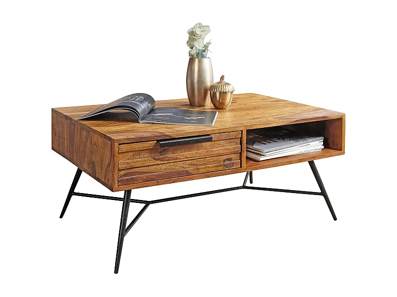 Table basse de NISHAN 87 x 41 x 55 cm Sheesham en bois massif | Table en bois design avec