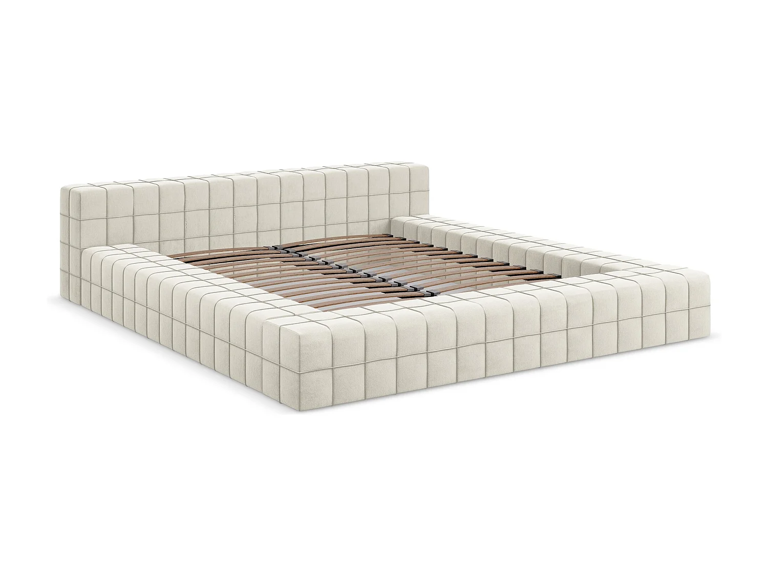 Bett - 200 x 260 - Samt - Hell beige - AKELA